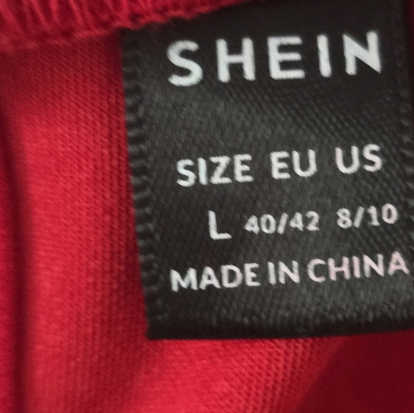 Shein Contrast Dress Womens Sz L Red Dolby Mesh Cap Sleeves Dark Romantic - Picture 9 of 11